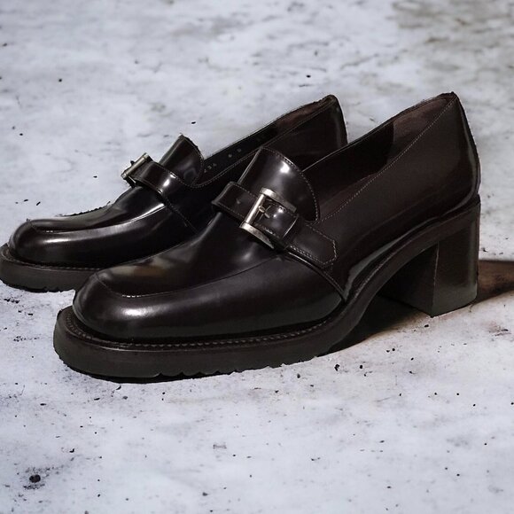 Cole Haan Women's Block Raised Heel With Buckle Luxury Shoe - Made In Italy 6b - Picture 1 of 9